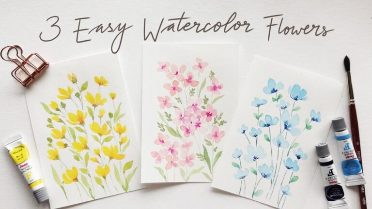 3 Easy Beginner Watercolor Flower Doodles